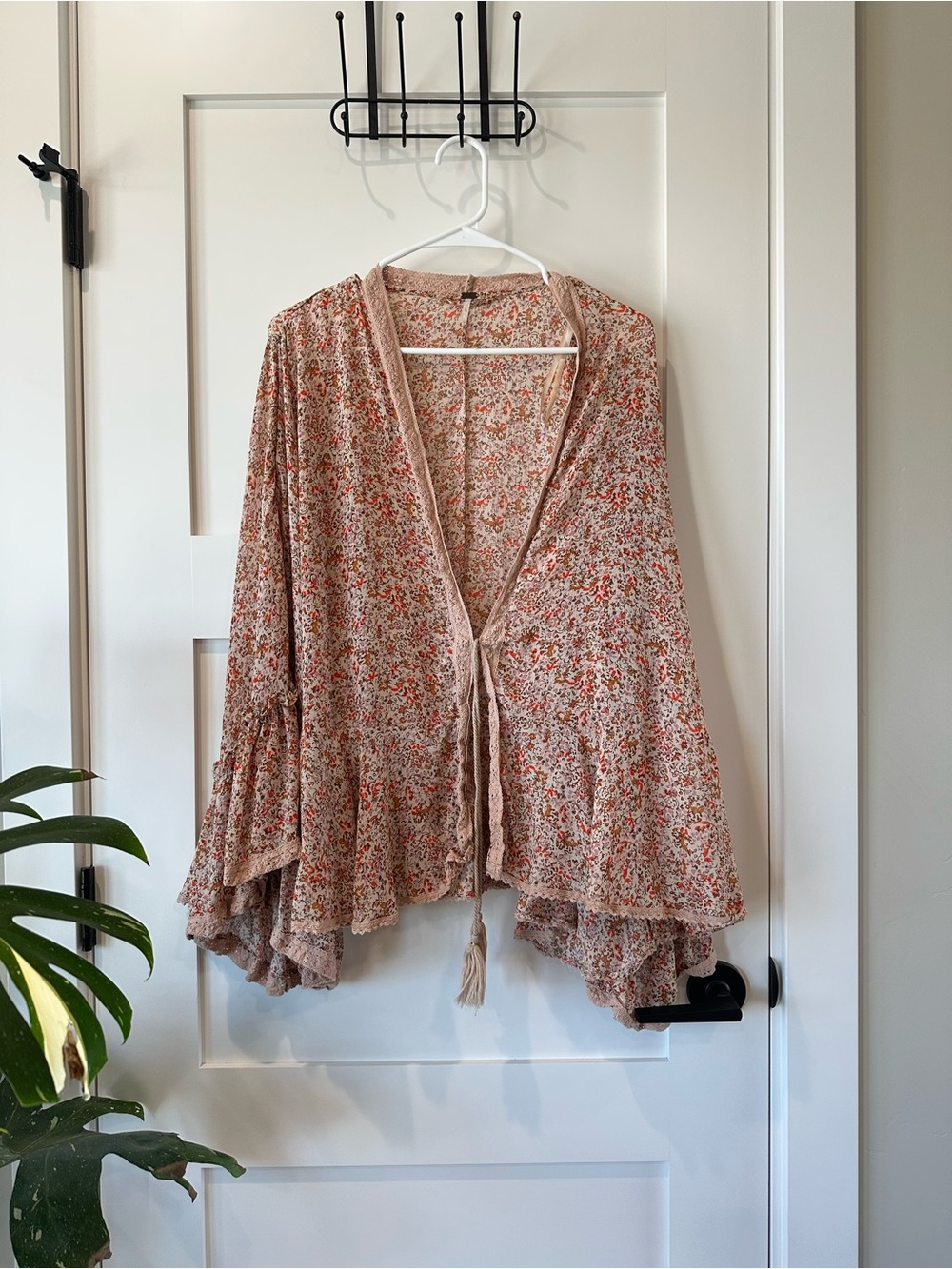 Free People Floral Tie-Front Shawl
